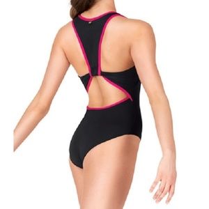 black/pink racerback leotard